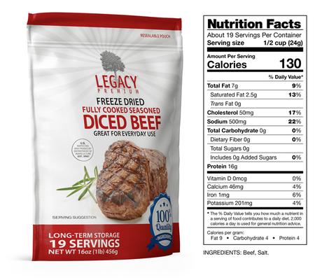 Freeze-Dried Diced Meat Variety 6 Pack - Beef & Chicken