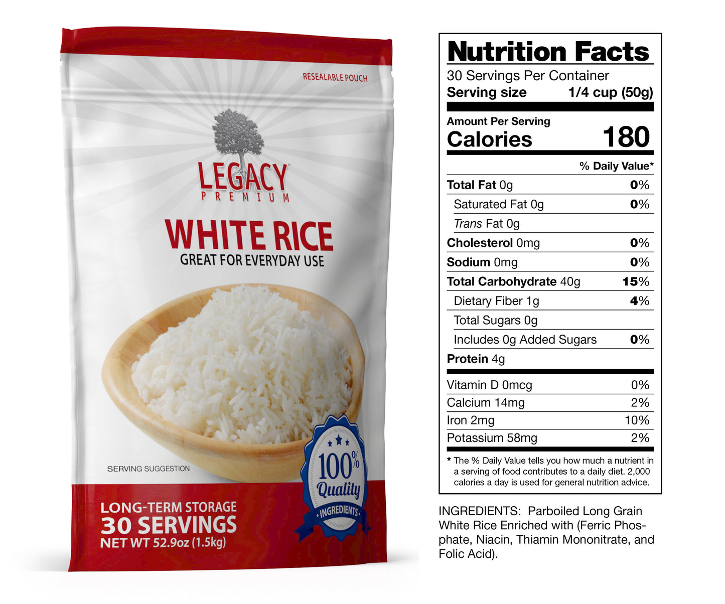 30 Serving Parboiled Rice Pouch