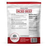 19 Servings - 1 lb Freeze Dried Diced Beef