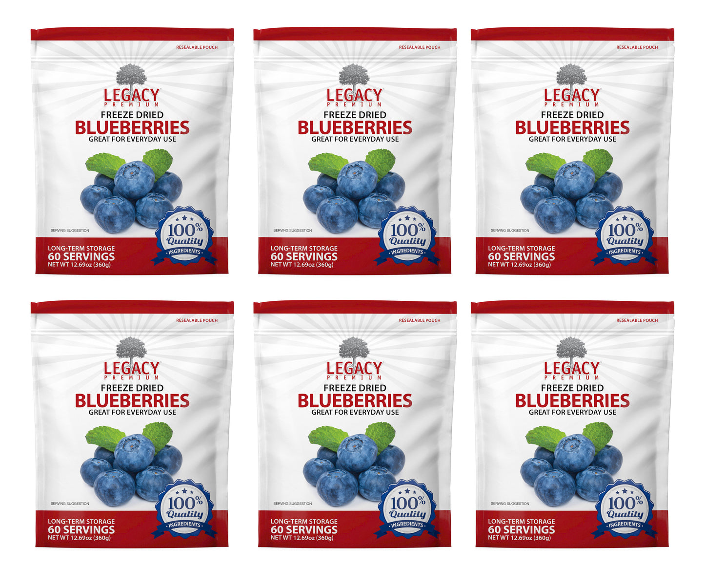 60 Serving Freeze Dried Blueberries Pouch