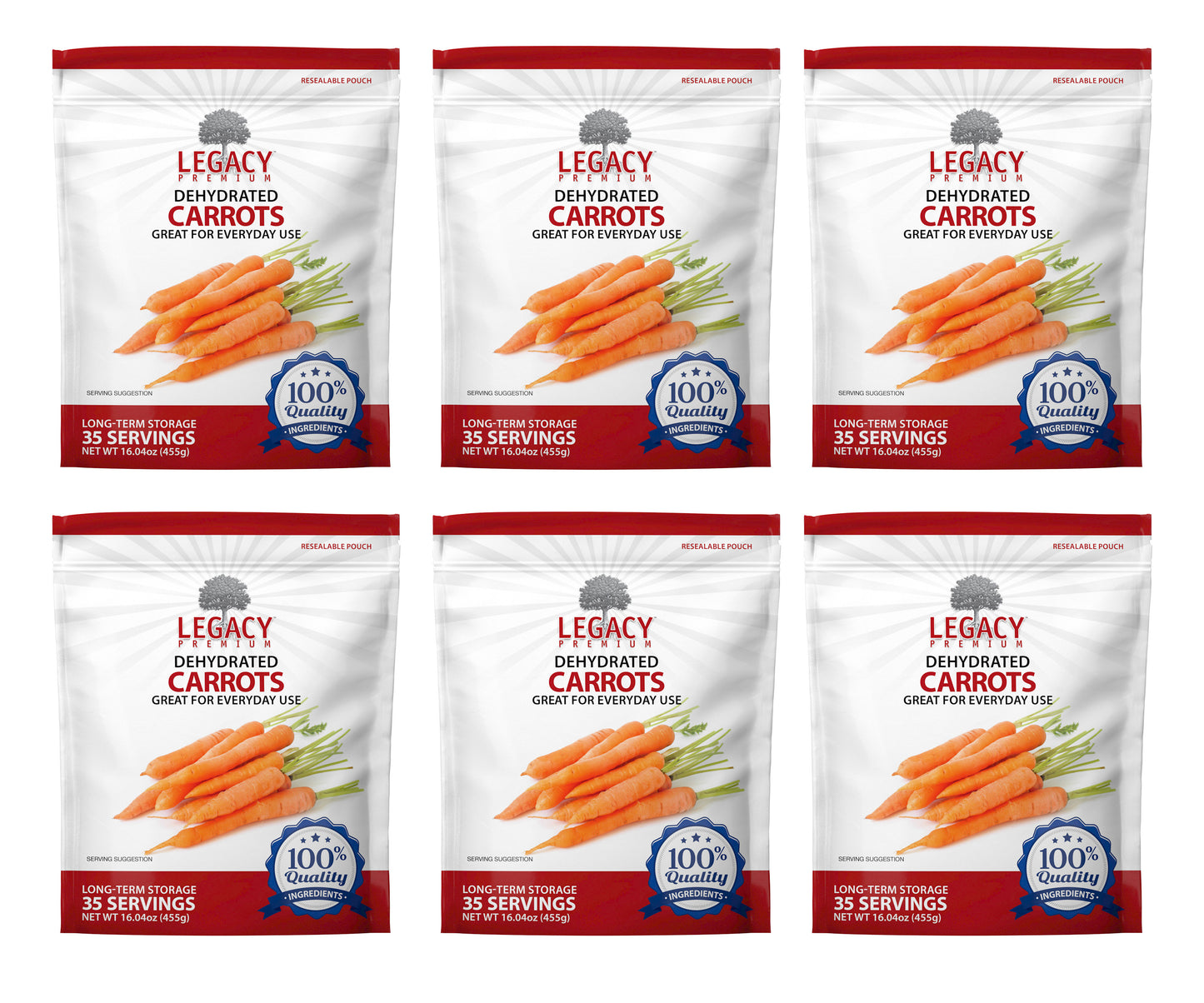 35 Serving Dehydrated Carrots Pouch