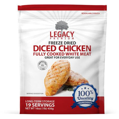 19 Servings - 1 lb Freeze-Dried Diced Chicken