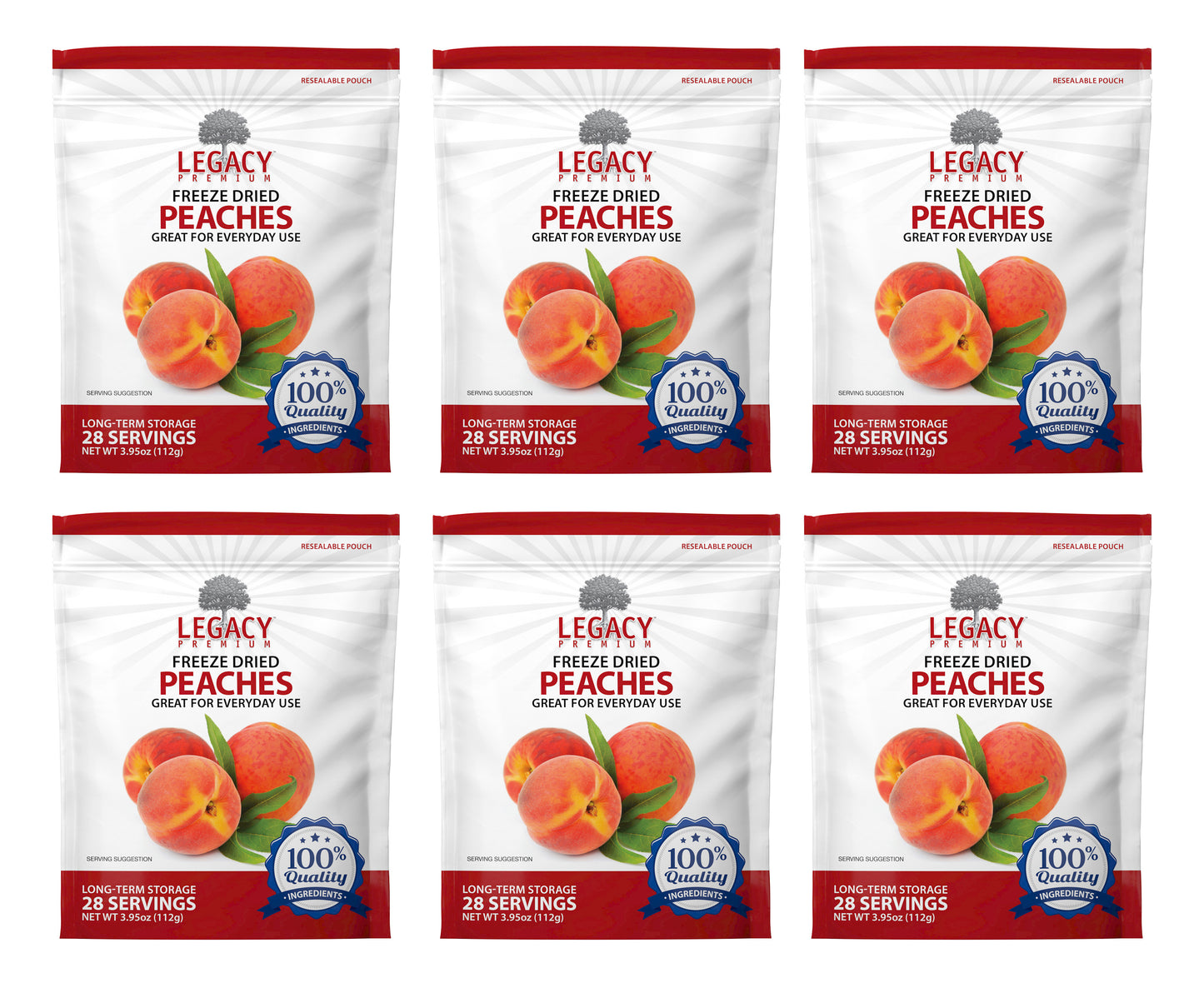 28 Servings Freeze Dried Peaches Pouch