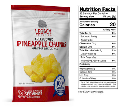 44 Serving Freeze Dried Pineapple Pouch
